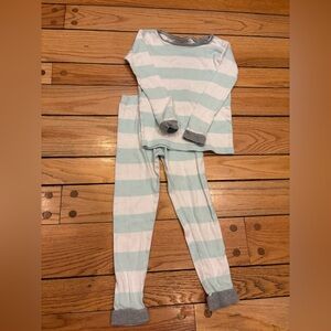 Burt's Bees Mint and White Striped Cotton Pajama Set size 6